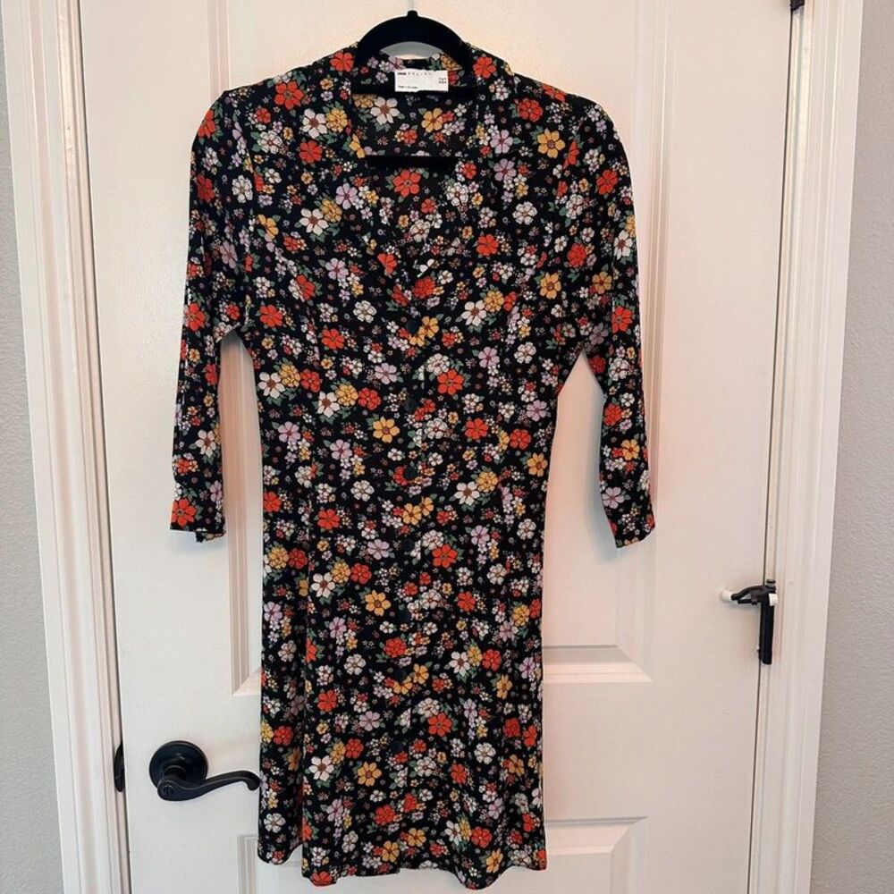ASOS floral print collared button up mini shirt dress